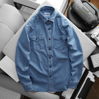 Sơ mi Denim Jean nam 2 túi chất đẹp lên dáng chuẩn