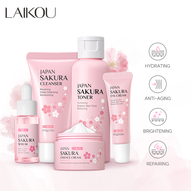 Bộ 5 sản phẩm chăm sóc da LAIKOU hoa anh đào Nhật Bản