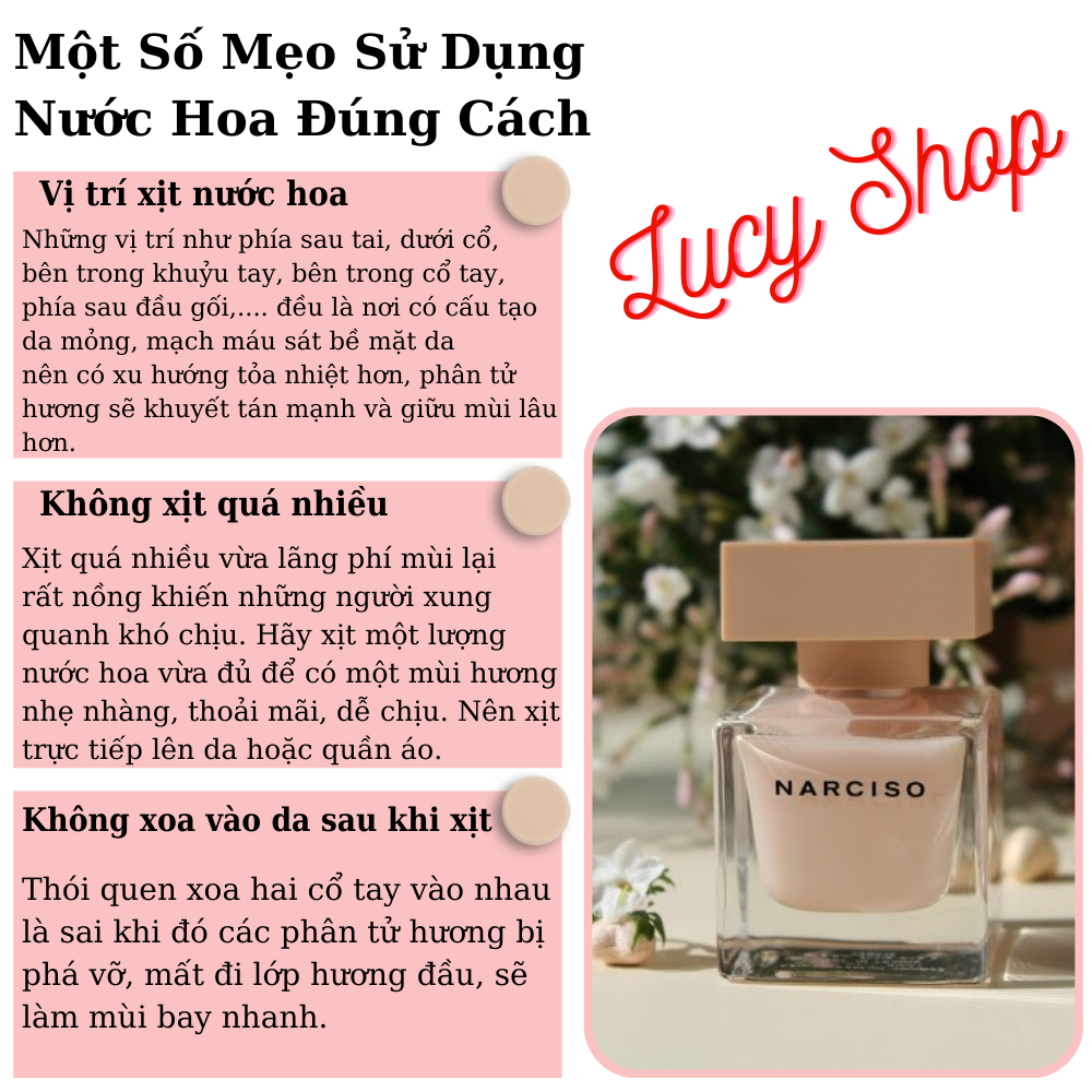 Nước Hoa Chiết Nữ Mùi Phấn Narciso Poudree Cho Phái Đẹp - Nàng Tiểu Thư Kiêu Kì Mong Manh Thuần Khiết- Lucy Shop