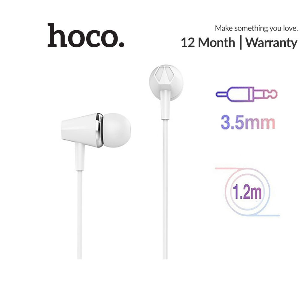 Tai nghe Hoco M34 jack 3.5mm dây tráng men TPE tích hợp Micro dài 1.2M