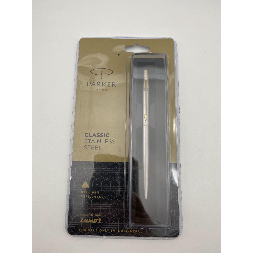 Bút bi bấm Parker Classic Stainless Stell made in India - 114.3.PK.CSSBPWC.BL