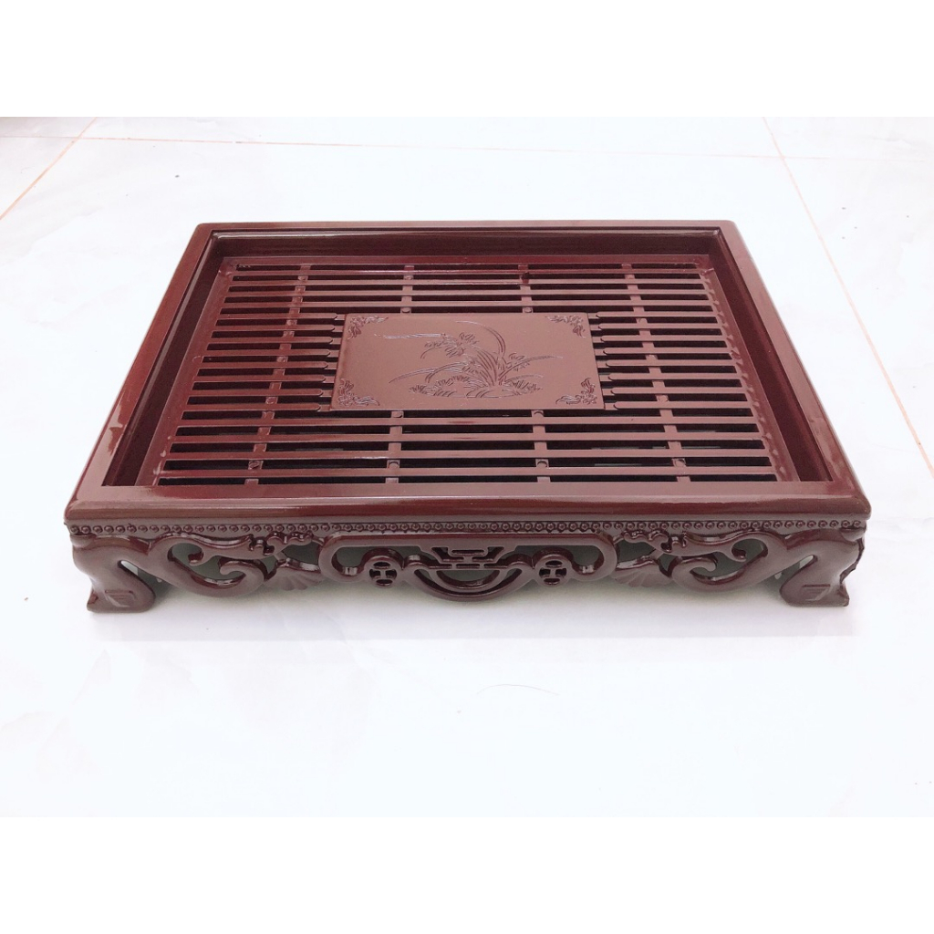 Khay Ấm Chén Nhựa Giả Gỗ, Khay Trà Vân Gỗ Loại 1