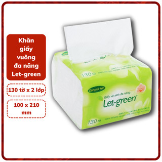 KHĂN GIẤY VUÔNG ĐA NĂNG LET-GREEN 2 LỚP (130 TỜ)
