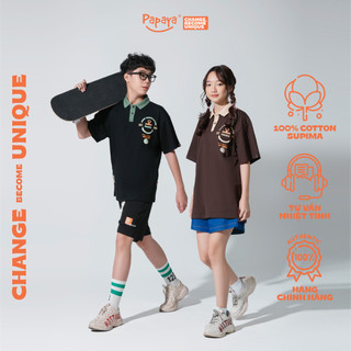 Áo Polo Tay Lỡ Papaya  Auth Unisex Form Rộng Cotton Polo Nam Nữ Oversize Local Brand In Hình