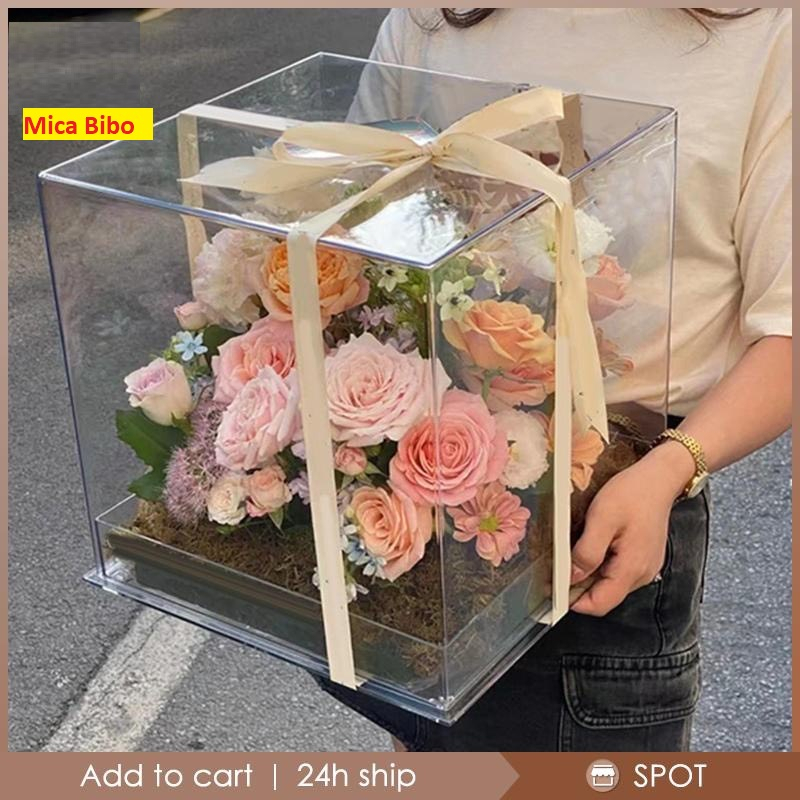 Hộp mica quà tặng hoa, đựng hoa, trang trí sản phẩm, trưng bày Bánh, trái cây, nhiều kích thước