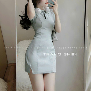 Đầm ôm body nữ cổ áo polo xẻ tà một bên, chất thun gân đơn giản sexy dành cho các bạn nữ diện đi chơi siêu xinh xắn
