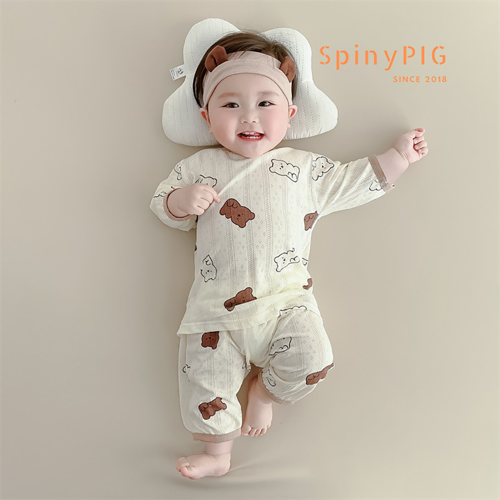 Bộ quần áo lửng mặc ở nhà cho bé 0-4 tuổi hè thu cotton lỗ thoáng khí nhiều hoạ tiết đáng yêu