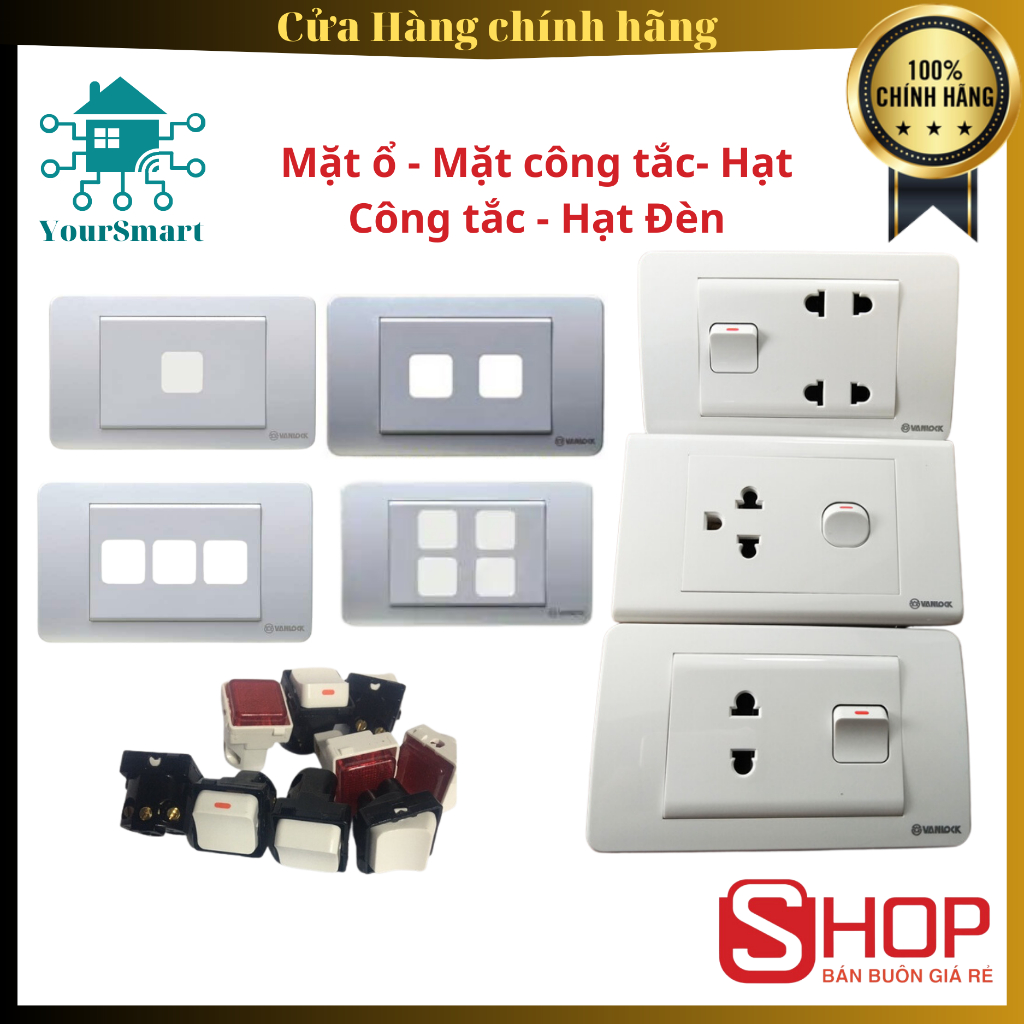 Mặt Công tắc, Mặt Công tắc + Ổ Căm, Hạt Công Tắc, Hạt Đèn Sino ( Vanlock ), Hàng Chính Hãng - Bảo Hành 3 Tháng