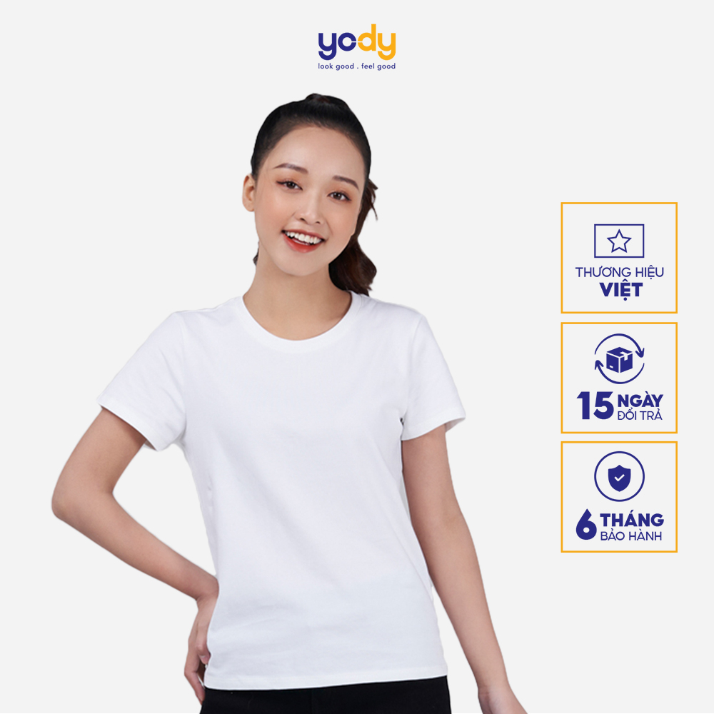 Áo thun trơn nữ YODY tay ngắn vải cotton organic thoáng mát đôi nam nữ có bigsize TSN5346