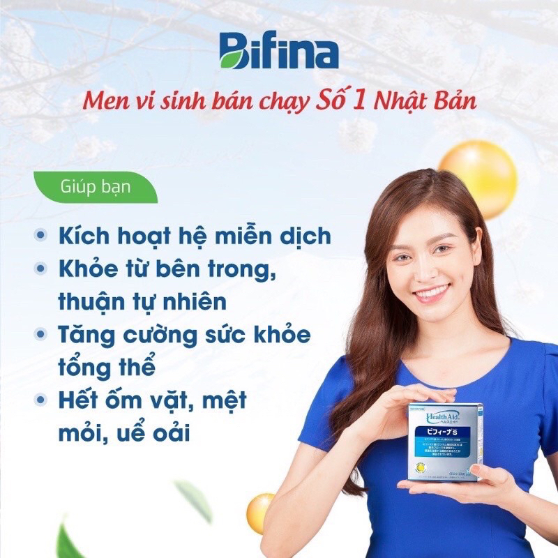Men vi sinh, men tiêu hóa Bifina Nhật Bản - Cải thiện tình trạng táo bón,tiêu chảy,đầy hơi, loại R hộp 20 gói