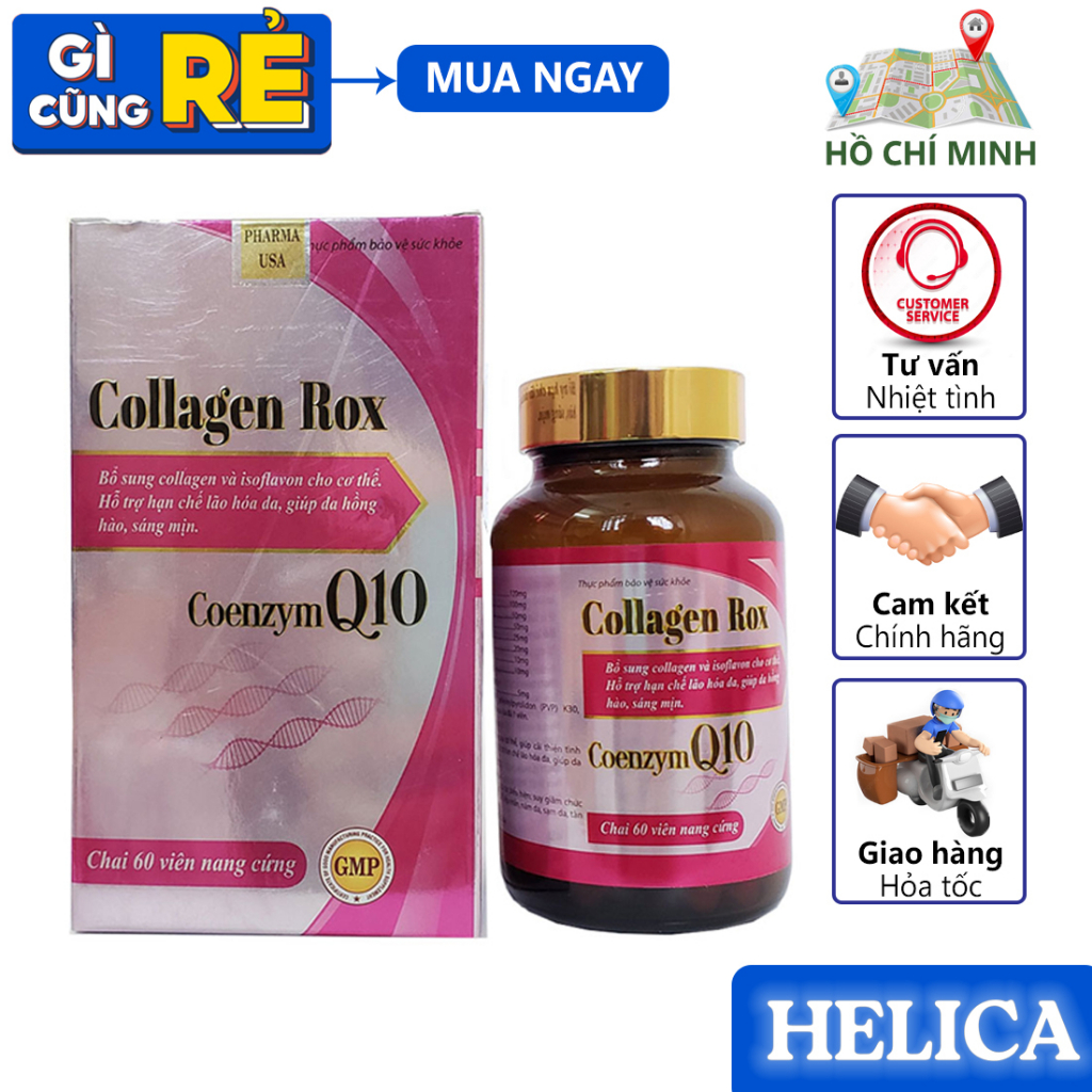 Viên uống Collagen Rox 60 viên vitamin c trắng da đẹp da chống lão hóa chăm sóc da mặt bổ sung collagen a ..
