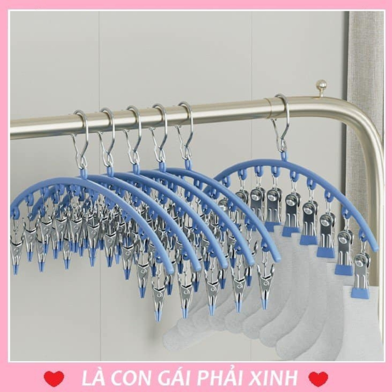 Móc 10 kẹp treo tất vớ, đồ lót tiện dụng, tiết kiệm diện tích, chất liệu thép không gỉ phủ sơn tĩnh điện chắc chắn