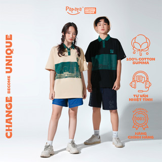 Áo Polo Tay Lỡ Papaya  City Unisex Form Rộng Cotton Polo Nam Nữ Oversize Local Brand In Hình