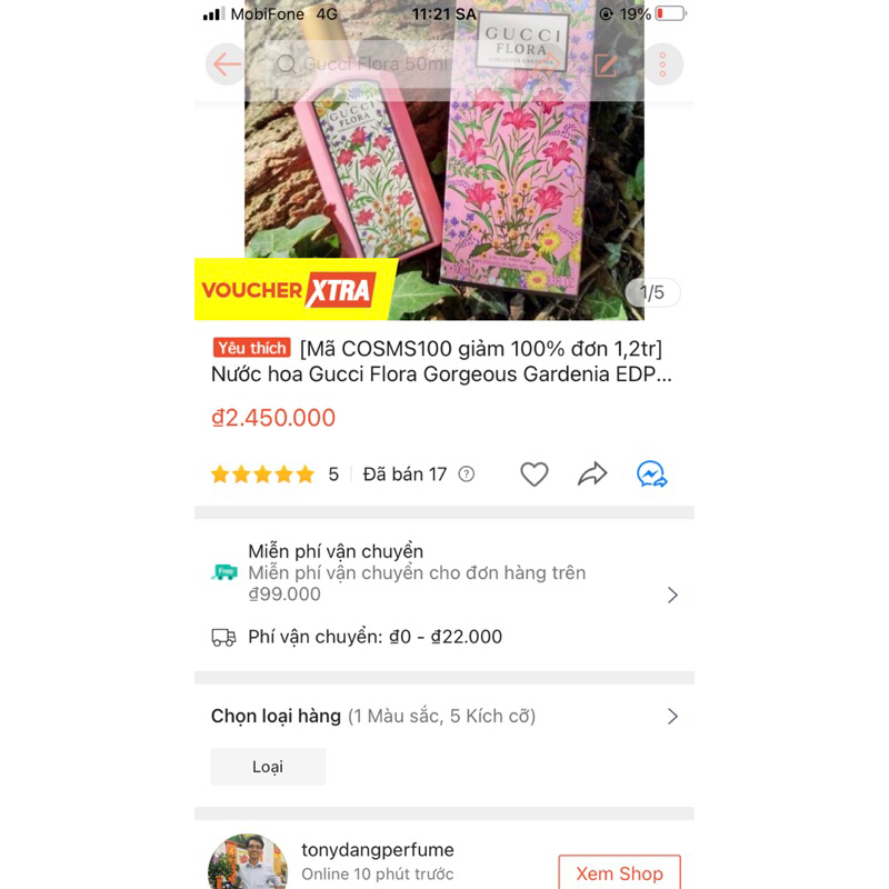Nước hoa Gucci Flora Gorgeous Gardenia EDP 30ml,50ml,100ml
