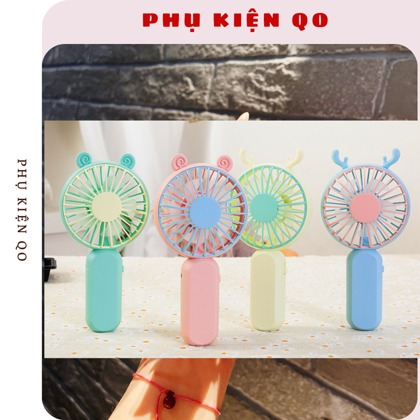 Quạt mini cầm tay, quạt cầm tay mini có đế để bàn , nhỏ gọn, tiện lợi (Tặng Sticker) | BigBuy360 - bigbuy360.vn