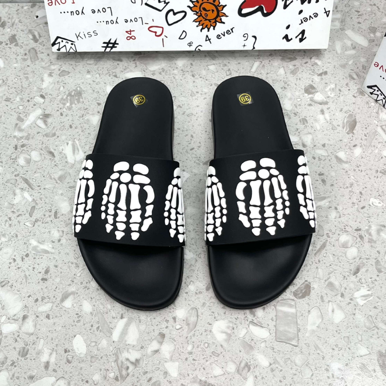 Dép quai ngang thời trang nam nữ Amiri đen xương trắng bản cao su non cao cấp,Full size 38/42