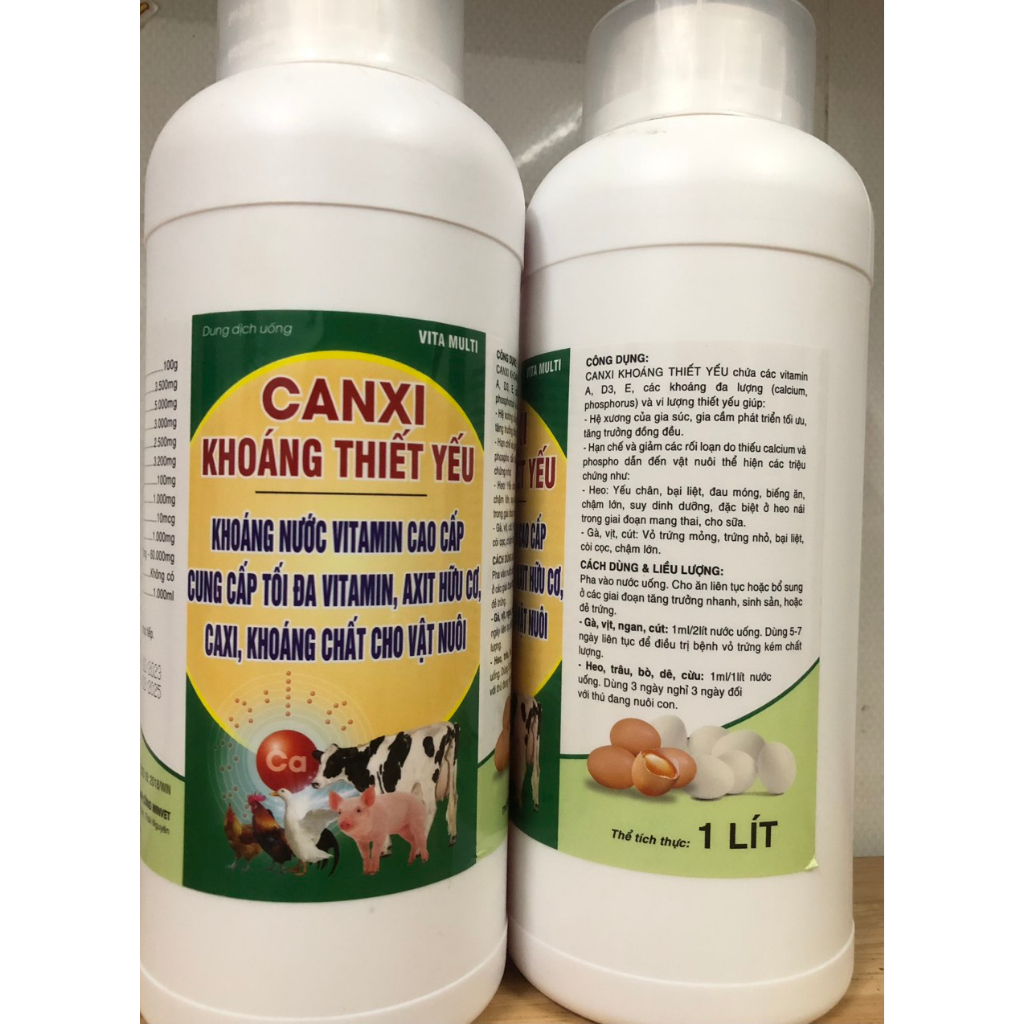 Canxi khoáng vitamin chai 1 lít bại liệt, còi xương, giúp tăng khung, khỏe mạnh. Thú y Trường Thịnh
