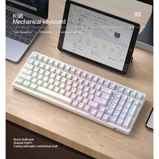 Bàn phím cơ gaming attack shark k98 - led rgb - hotswap - 3 chế độ kết nối - 2 loại switch yellow / red switch