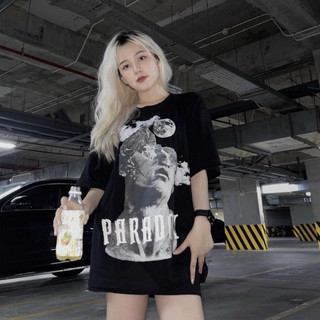 Áo thun form rộng paradox tay lỡ - unisex - in hình - the reverie - màu đen trắng