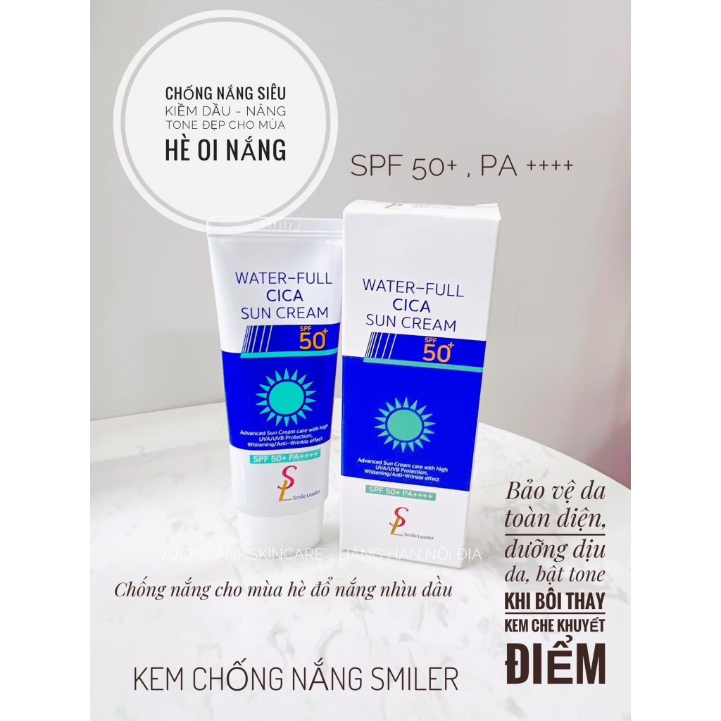 Kem Chống Nắng Nâng Tông Smile Leader Sun Cream SPF50 50 PA++++ Tuýp 60ml kcn màu xanh cam