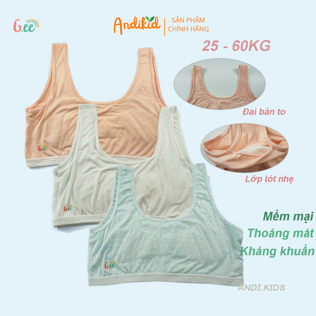 Áo lót áo lá học sinh bé gái Gee có mút mỏng mềm mát thoải mái, Áo ngực học sinh cấp 2 màu trắng, xanh, hồng