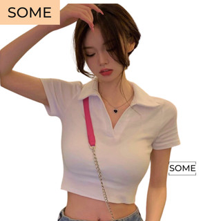 Áo thun cổ bẻ polo dáng croptop nữ chất thun cotton mềm mịn thoáng mát