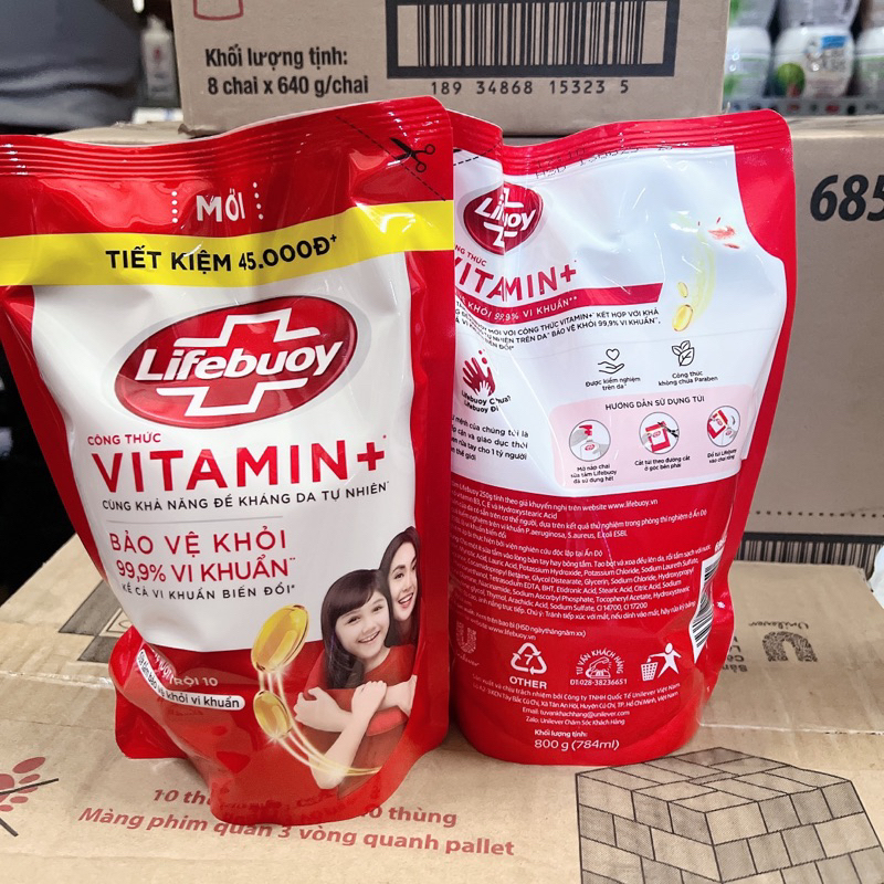TÚI SỮA TẮM LIFEBUOY 800g