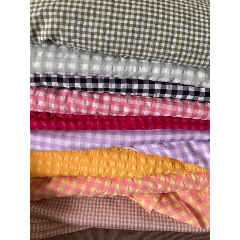 Vải đũi kẻ caro tím/hồng/xanh/vàng/xanh bạc hà