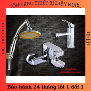 Full bộ sen tắm và vòi chậu rửa mặt Lavabo kèm bát sen tăng áp lớn BC06