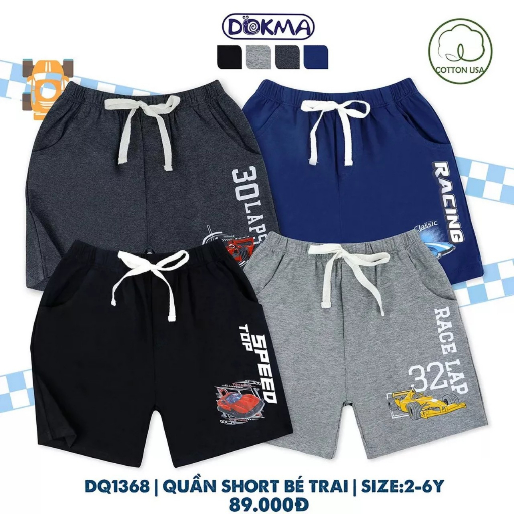 Quần đùi bé trai da cá/cotton Dokma (còn sz 2T) (DQ1368 - DQ1423 - DQ933 - DQ1292)