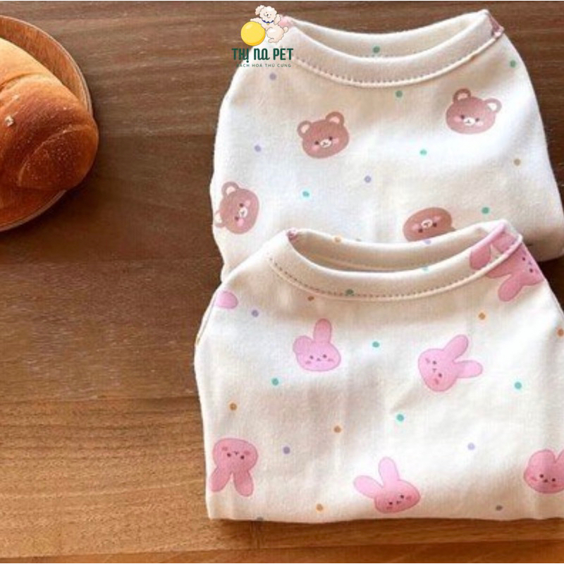 Áo Cho Chó Mèo - Áo Thun Hoạ Tiết Gấu Thỏ Thiết Kế Dành Cho Thú Cưng