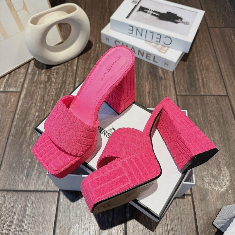 Guốc đúp cao gót 9 phân chất vãi nhung phong cách hàn quốc