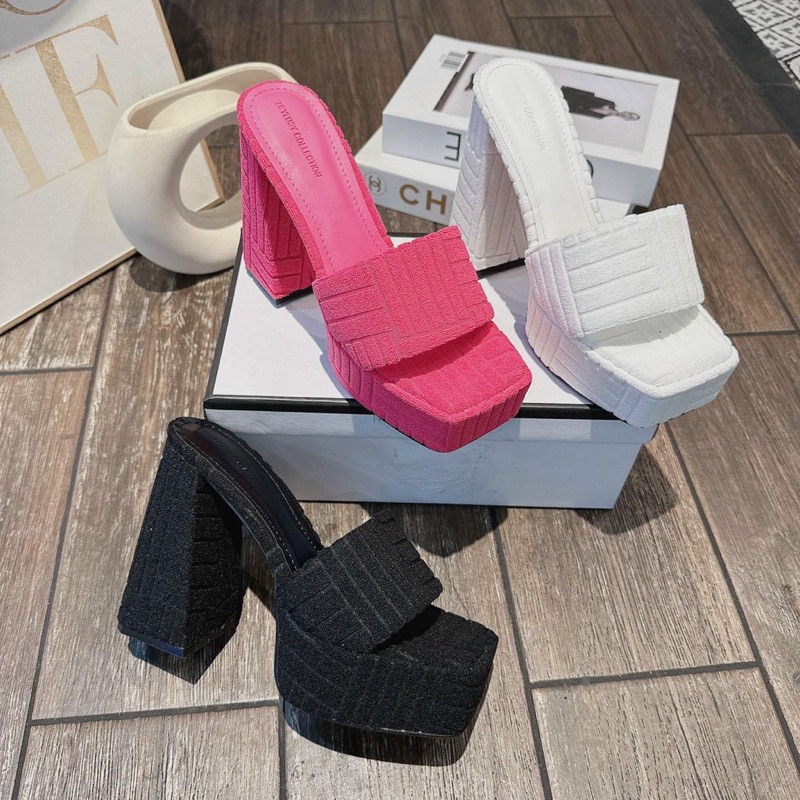 Guốc đúp cao gót 9 phân chất vãi nhung phong cách hàn quốc