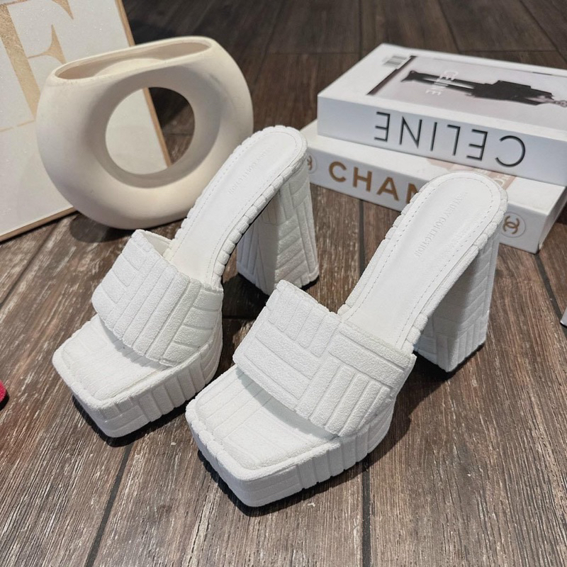 Guốc đúp cao gót 9 phân chất vãi nhung phong cách hàn quốc