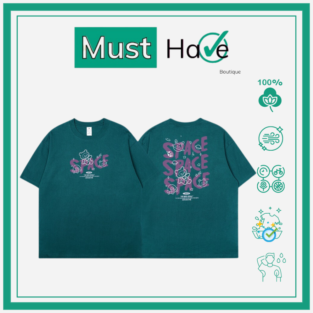 Áo thun, áo phông Must Have Unisex 100% cotton hình gấu Space
