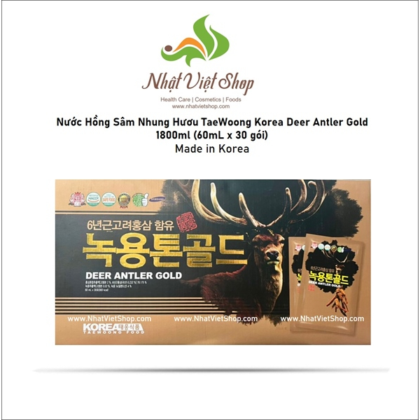 Nước Hồng Sâm Nhung Hươu TaeWoong Korea Deer Antler Gold 1800ml (60mL x 30 gói)