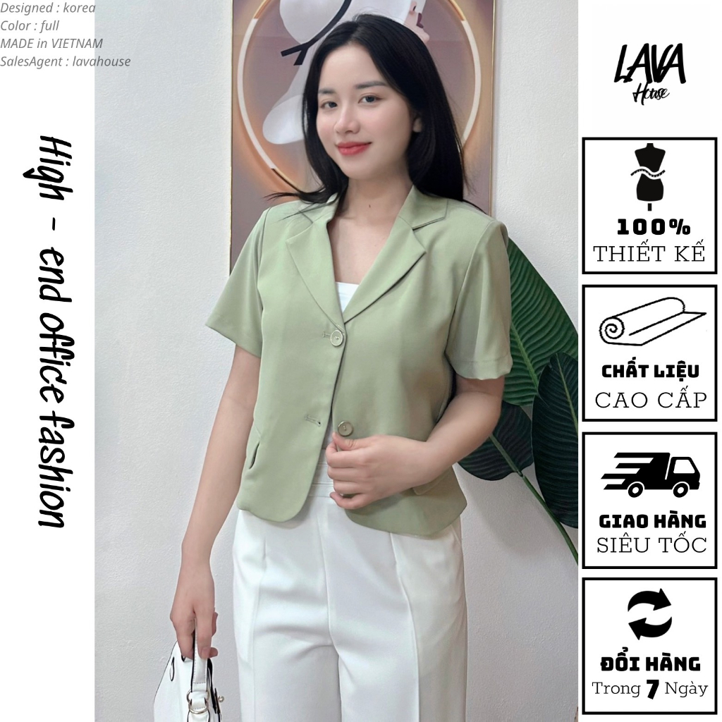 Áo vest nữ tay ngắn dáng suông trơn 6 màu thời trang công sở cao cấp mẫu thiết A001