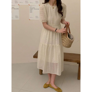 Váy BOI eo ren cổ tròn tay bồng chân xoè 8281