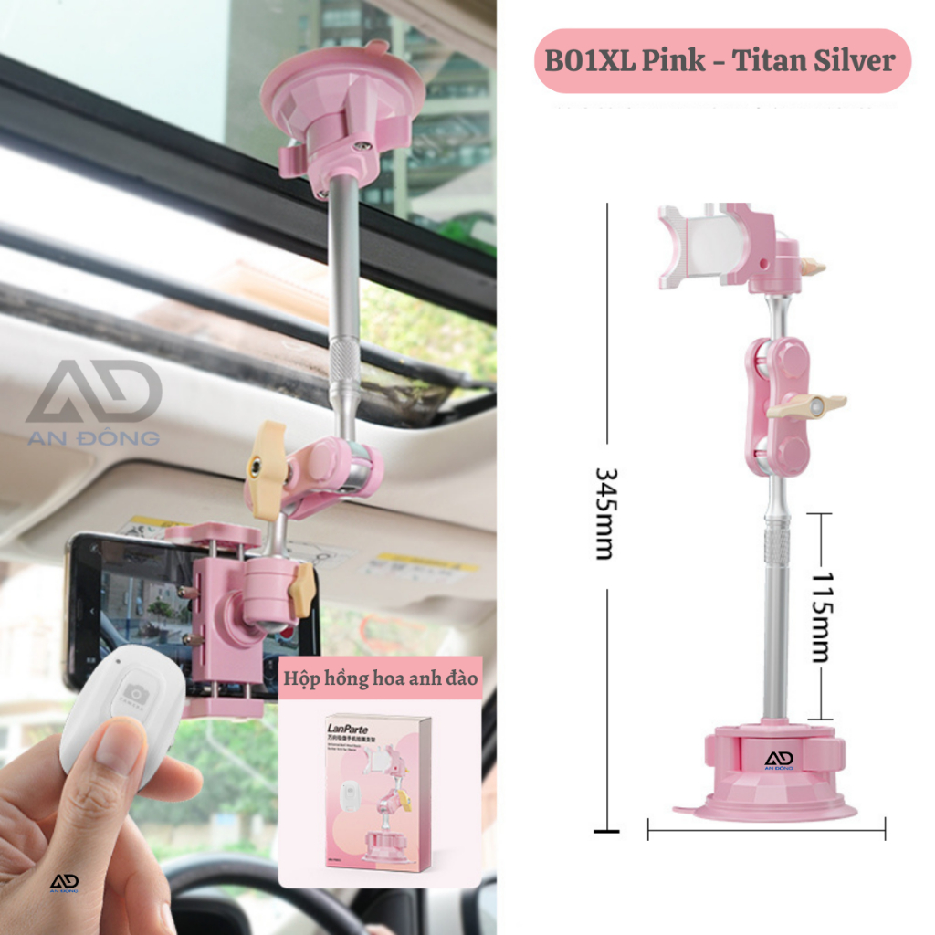 Lanparte B01XL Pink Silver Giá đỡ điện thoại trên ô tô Titan gắn cửa kính taplo xe hơi An Đông SG | BigBuy360 - bigbuy360.vn