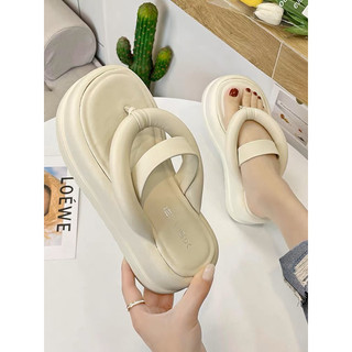 Dép nữ kẹp ngón quai phồng đế bằng cao 6cm tôn dáng