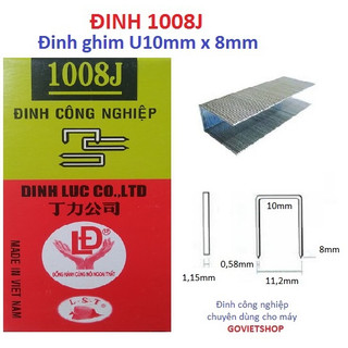 Đinh J1008 hộp 5000 cây ghim U10mm x dài 8mm, đinh bấm gỗ, đinh u bắn vật liệu trang trí, yên xe