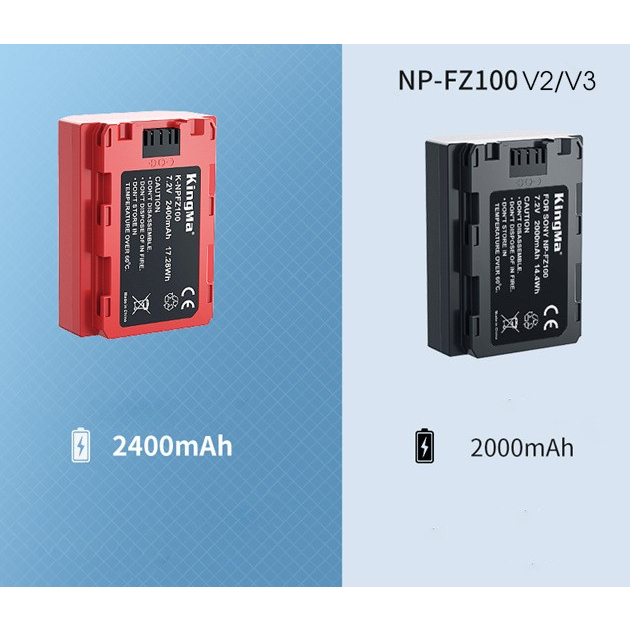 PIN KINGMA FZ100 V5 DUNG LƯỢNG 2400 MAH CHÍNH HÃNG MỚI NHẤT 2023