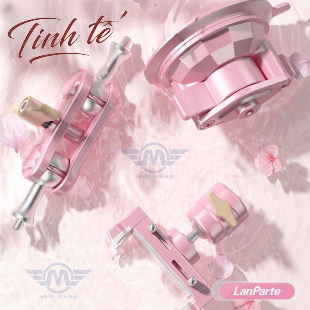 Giá đỡ điện thoại MIENDONG & LUXURY Lanparte B01XL Pink Silver  trên ô tô gắn cửa kính taplo quay video