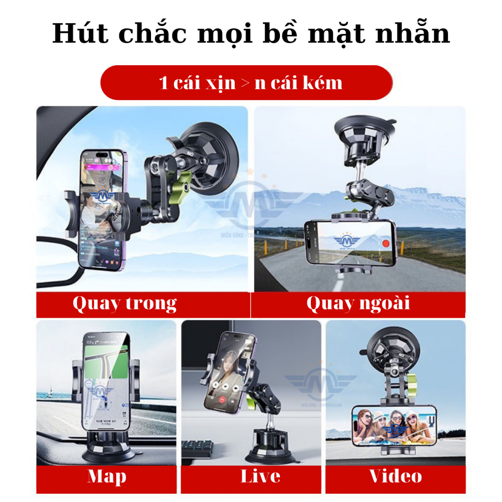 Giá đỡ điện thoại MIENDONG & LUXURY Lanparte B01XL Pink Silver  trên ô tô gắn cửa kính taplo quay video