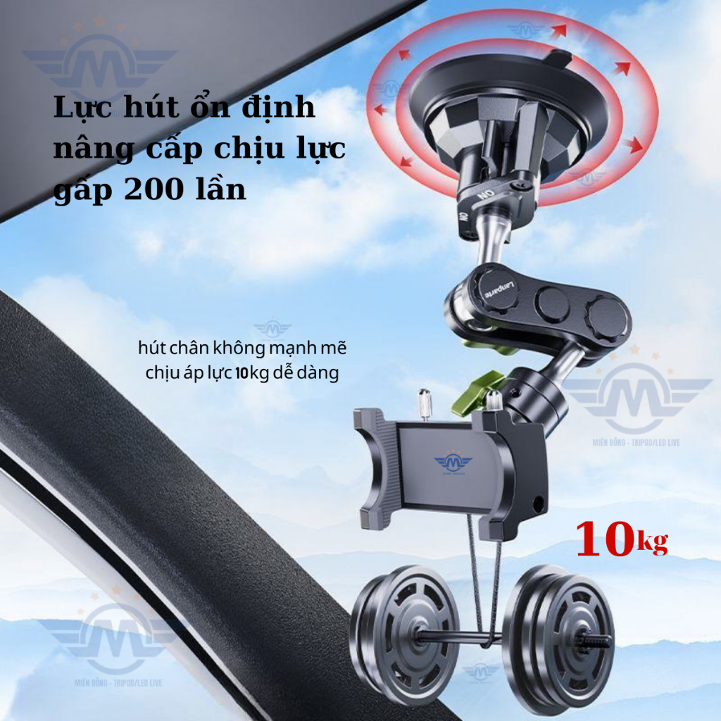 Giá đỡ điện thoại MIENDONG & LUXURY Lanparte B01XL Pink Silver  trên ô tô gắn cửa kính taplo quay video