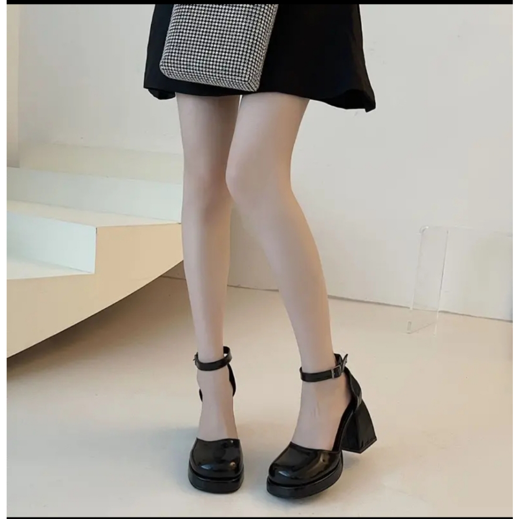 Giày cao gót nữ / Sandal cao gót đế vuông 10p bản Cut OUT da bóng cực đẹp