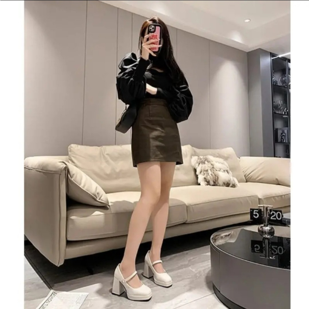 Giày Mary Jane nữ 10p đế đúp , giày lolita da bóng đế vuông hàng cao cấp loại 1