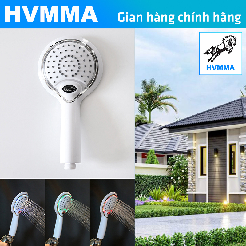 Đầu sen tắm TĂNG ÁP (Có LED trang trí, có Báo nhiệt độ tắm) - Hàng cao cấp HVMMA