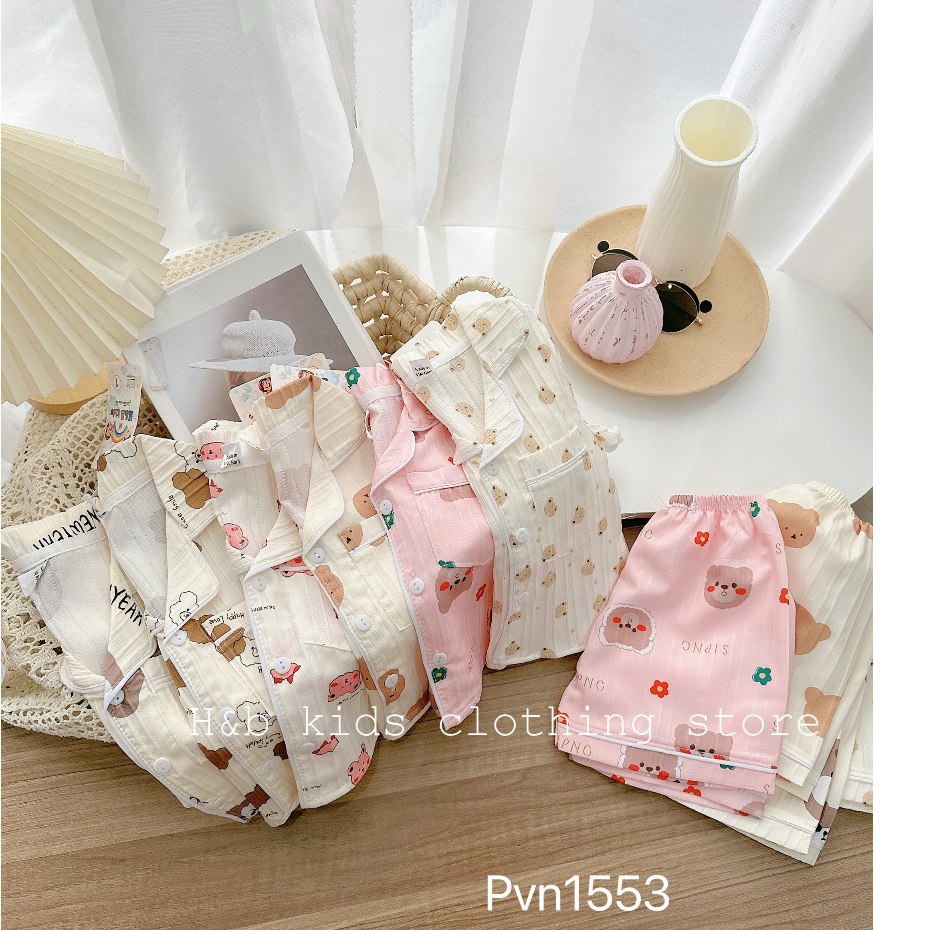 Bộ Pijama cho bé , sét bộ đồ ngủ Pijama đũi gân mềm mát , đáng yêu cho bé trai bé gái