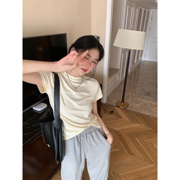 Áo phông babytee áo crotop trơn chất cotton dày dặn